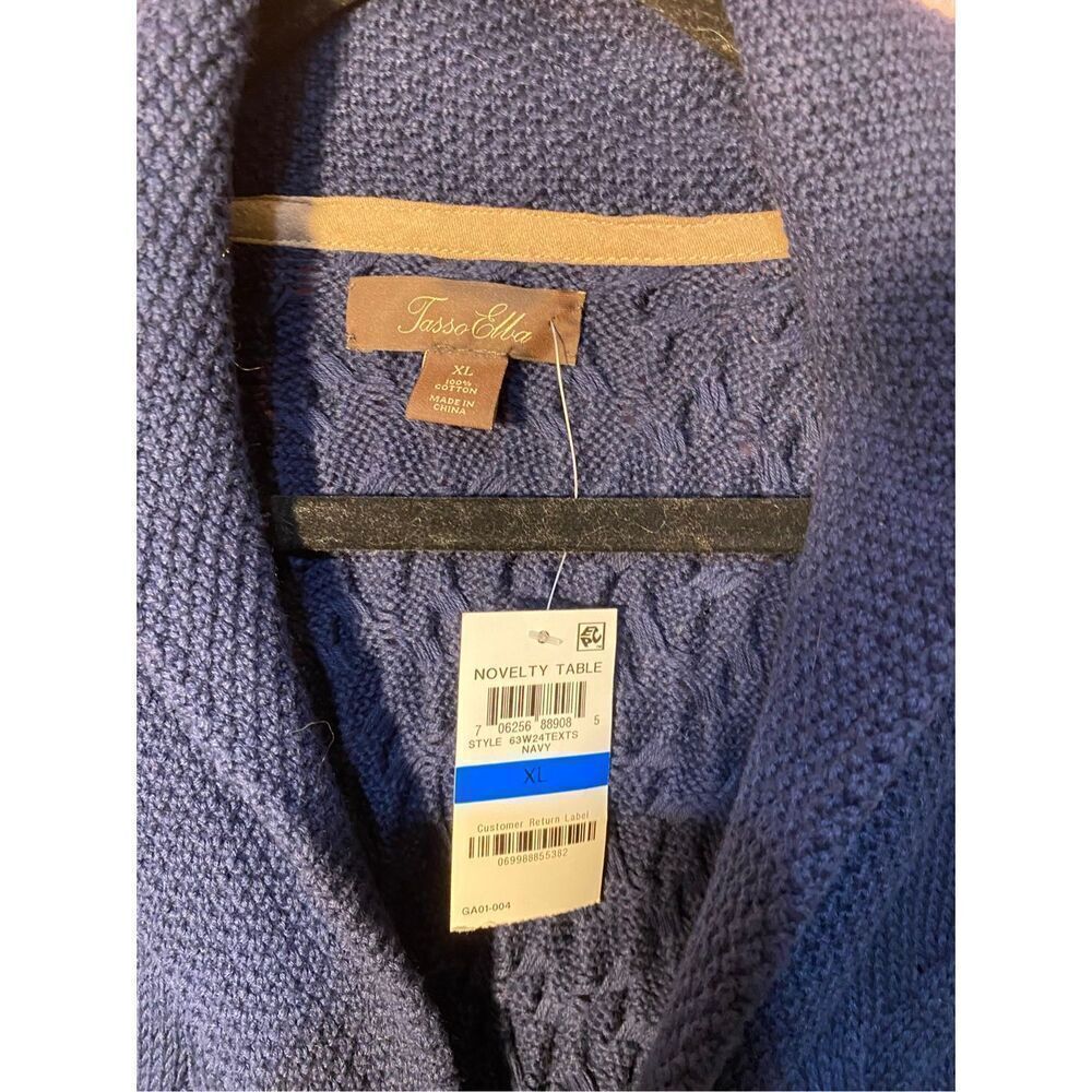 NWT Tasso Elba men’s navy blue cableknit front button Cardigan size XL - Picture 5 of 5